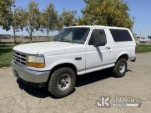 1995 Ford Bronco 4x4 2-Door Sport Utility Vehicle Runs & Moves, Wrecked On Passenger Side