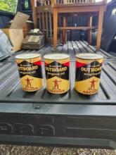 3 FULL INDIAN OUTBORD MOTOROIL QUART CANS
