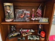 2 shelves of collectibles