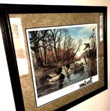 120/125 Harold Roe framed signed/numbered interlude duck picture