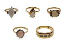 14k and 10k Yellow Gold and Opal Ring Assortment