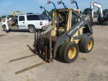 1994 New Holland L785 Skid Steer, s/n 832258: Canopy, Rubber-tired, Forks