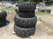 Set of (2) 12-16.5 Front Tires and (2) 17.5L-24 Rear Tires on Kubota Rims