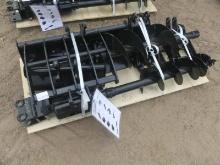 (9) Unused 2024 MIVA Excavator Attachments: Quick Hitch, Rake, Ripper, Grab