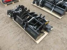 (9) Unused 2024 MIVA Excavator Attachments: Quick Hitch, Rake, Ripper, Grab