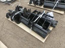 (9) Unused 2024 MIVA Excavator Attachments: Quick Hitch, Rake, Ripper, Grab