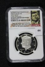 2014-S Kennedy 50th Anniversary Silver Half Dollar High Relief Early Releases; SP69 PL Enhanced Fini