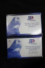 2 - United States Mint State Quarters Proof Sets including 2006 and 2008; 2xBid