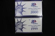 2 - United States Mint Proof Sets including 1999 and 2000; 2xBid