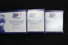 3 - 2003 United States Mint State Quarter Proof Sets; 3xBid