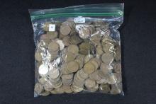 Group of 500 Wheat Pennies; Varying Dates