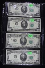 Group of 4 - 1963-A Twenty Dollar Bills; VF