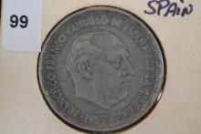 1957 Spain Silver Fifty Pesetas