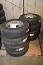 1 Lot of 8 Contender 10-Ply 235/80 R16 Tires w/Dual Wheels