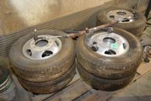 1 Lot of 6 New Michelin LT 235/80R Take Off Tires and Suspension w/Aluminum Rims and Hubcaps from 20