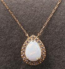 10K YELLOW GOLD OPAL NECKLACE 18 INCH