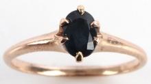14K YELLOW GOLD SAPPHIRE SOLITAIRE VINTAGE RING
