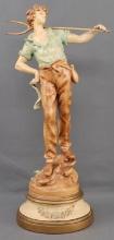 FARMER WITH PITCHFORK PAINTED STATUE LR MOREAU