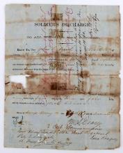 JOHN L. AYCOCK 1862 TEXAS RANGERS DISCHARGE PAPERS