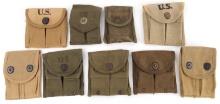WWI WWII VIETNAM US ARMY CANVAS MAG POUCH LOT OF 9