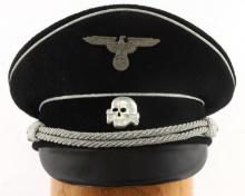 WWII GERMAN ALLGEMEINE SS OFFICER VISOR HAT CAP
