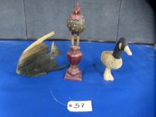 FISH, CHICKEN AND DUCK FIGURINES