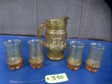 PITCHER AND 4 GLASSES