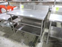 stainless table w/ backsplash & 2) undershelves