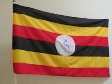 Flag of Uganda with Pole & Base