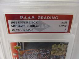 Michael Jordan Chicago Bulls 1992 Upper Deck In your Face #453 graded PAAS Mint 9