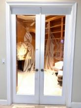 Library Etched Doors French Doors with Frame