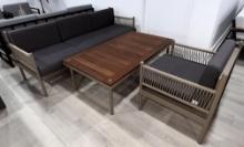 Newport, a 3 Piece Outdoor Furniture Set with a 3 Seater Sofa, (1) Side Chair and a Teak Top Coffee