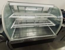 Turbo Air 48" European Style Refrigerated curved Glass Pastry case with 2 sliding glass doors in rea