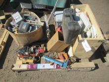 SENCO PNEUMATIC NAILER, CABLE WINCH, SAWZALL, EZ SHEER SST HAND SHEER, & ASSORTED EXIT SIGNS, SAFETY