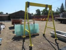 69'' WIDE X 90'' TALL STEEL A FRAME HOIST ON CASTERS