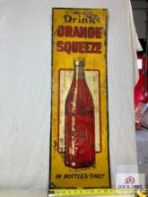 1920's "Drink Orange Squeeze:In Bottles Only" Tin Sign