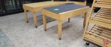CMS Wood Produce Table W/ Casters 48"x30"x28"