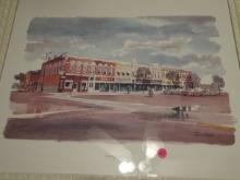 Framed Downtown David City Painting by Paul Norton 22"x26"
