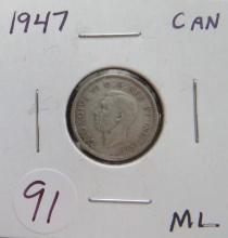 1947- Canada Silver Dime