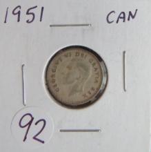 1951- Canada Silver Dime