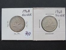 1968, 1969 Canadian 25 Cents Coins