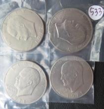 (1) 1972-D, (3) 1971-P Eisenhower Dollar