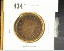 1847 U.S. Large Cent, EF.