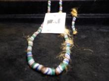 Native American Trade Bead Necklace and Hangar with Ancient Glass Wampum.