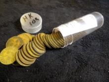 (37) Hong Kong Ten Cent Coins in a plastic tube.