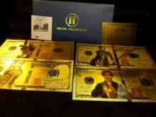 HPLZM Collection of Gold overlayed Notes and Certificates.