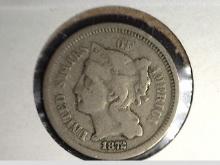 1872 Three Cent Nickel, VG.