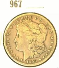 1890 CC Morgan Silver Dollar, VG.