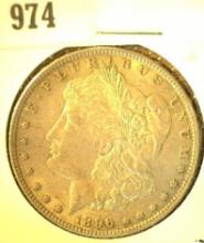 1896 P Morgan Silver Dollar with Natural toning. AU.