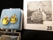 Pair of miniature One Ounce Gold Krugerrands struck in 14K Gold and ready to be suspended from Earri